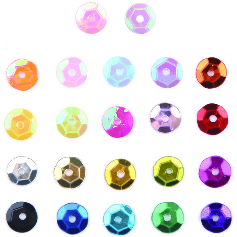 DIYASY 9800 Pcs 6MM Bulk Loose Sequins, Round Embroidery Sequins Cup Craft Sequin with Holes for DIY 22 Colors - Image 4